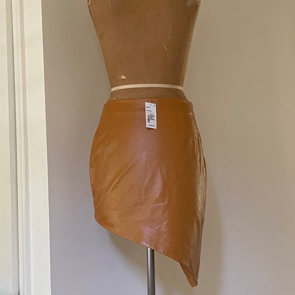 Zeynep Arcay Asymmetric Lambskin Mini Skirt in Ochre Sz US8 New With Tags - Picture 10 of 13